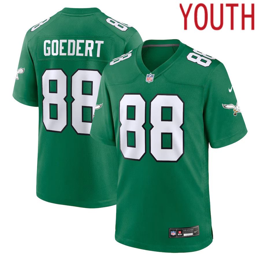 Youth Philadelphia Eagles #88 Dallas Goedert Nike Kelly Green Alternate Player Game NFL Jersey